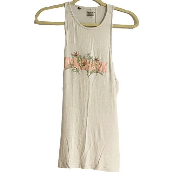 GYMSHARK Women's White Longline Sleeveless Split Slit Back Tank Top Size XS - Picture 1 of 8